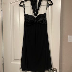 Black Rhinestone Halter Dress